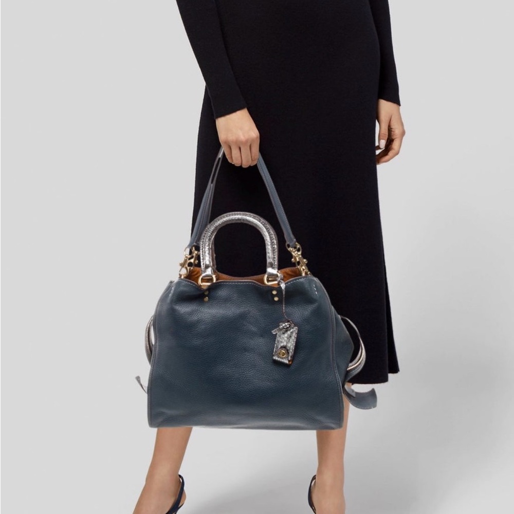 Coach leather top Handle bag blue